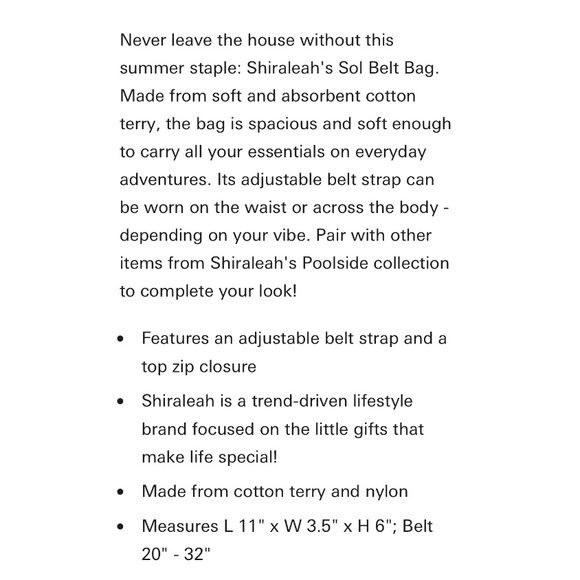 Shiraleah Sol Terry Sling Belt Bag - Picture 7 of 7